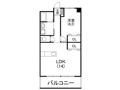 グレース名倉(1LDK/4階)の間取り写真
