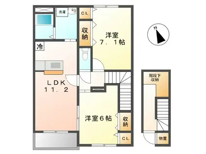 メゾンブリオントB(2LDK/2階)の間取り写真