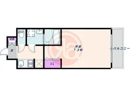 サンシルク阿倍野(1K/3階)の間取り写真