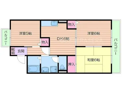 グランディール江坂A・B棟(2LDK/2階)の間取り写真