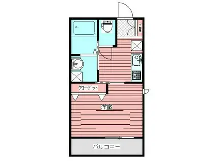 ヴァンベール緑が丘(1K/1階)の間取り写真