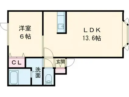 レインボーハウスピオーネ(1LDK/2階)の間取り写真