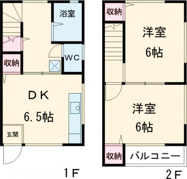 カーサシノ(2DK/1階)の間取り写真