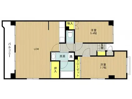 グランパレスT.S A棟(2LDK/2階)の間取り写真