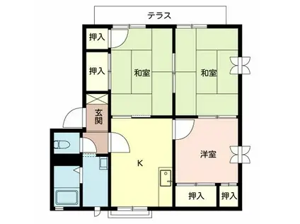 グリーンヒルズ藤沢台 B棟(3K/1階)の間取り写真