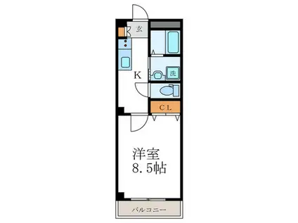 西大路御池ハイツイチキ(1K/3階)の間取り写真