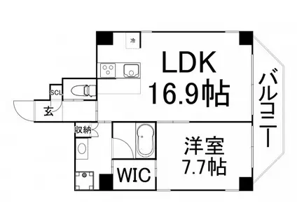 B-PROUD天満橋(1LDK/5階)の間取り写真