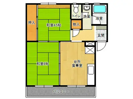 有野団地(2DK/5階)の間取り写真
