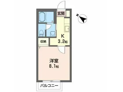 ウエスタンキャッスルC(1K/2階)の間取り写真