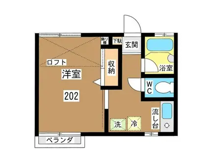 ドミール 下石原2丁目(1K/2階)の間取り写真