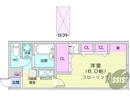 パークハイムⅤ(1K/2階)の間取り写真