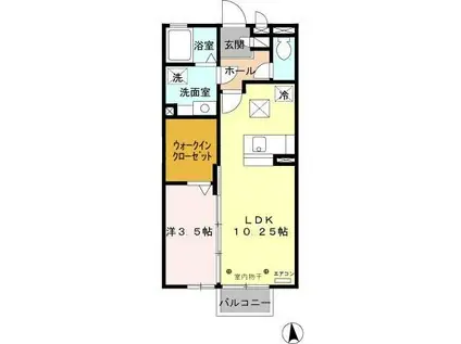 セジュールフレア(1LDK/1階)の間取り写真