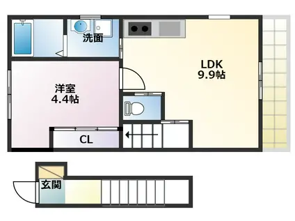 パティオ王ヶ崎町(1LDK/2階)の間取り写真