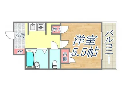 クリスタルカーサⅡ(1K/3階)の間取り写真