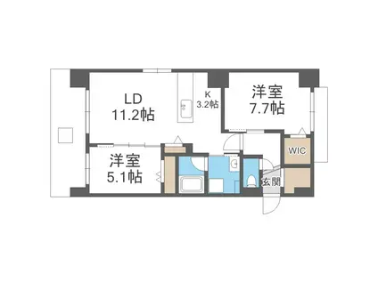 ジラフ大通西15プレミア(2LDK/7階)の間取り写真