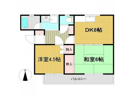 コンフォートハウス(2DK/4階)の間取り写真