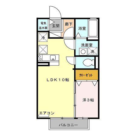 クレール御殿(1LDK/1階)の間取り写真