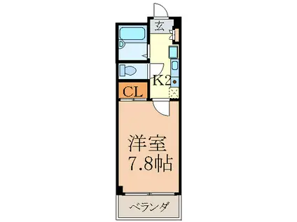 メタモルフゥオー中島(1K/4階)の間取り写真