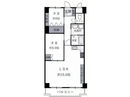 ヴィンテージ須磨山手(2LDK/2階)の間取り写真