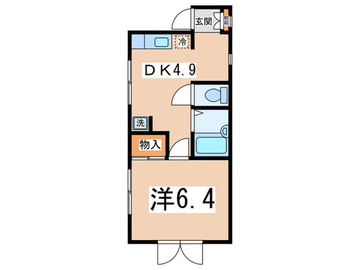 ジュネス・平塚(1DK/2階)の間取り写真