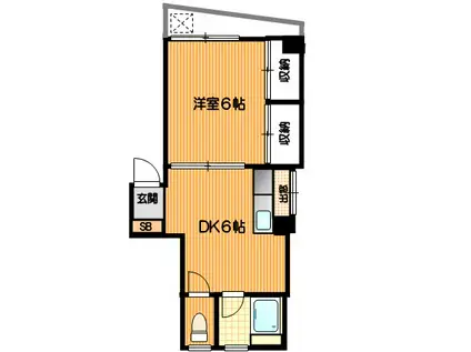 桃興マンション(1DK/2階)の間取り写真