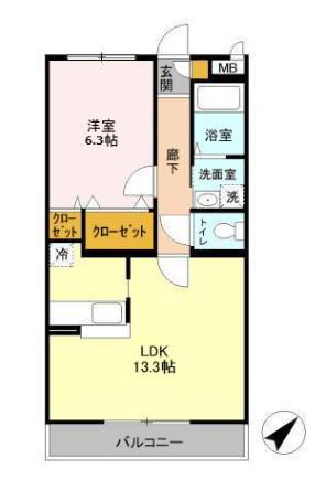 エスペランサ(1LDK/3階)の間取り写真