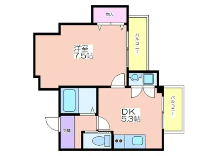 アルテミス山陽(1DK/3階)の間取り写真