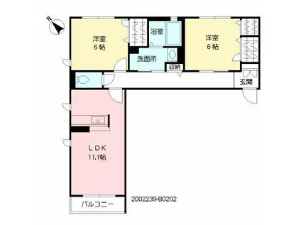 ヴィラウィステリア門司 B棟(2LDK/2階)の間取り写真