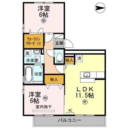 ビューテラスセジュールN(2LDK/3階)の間取り写真