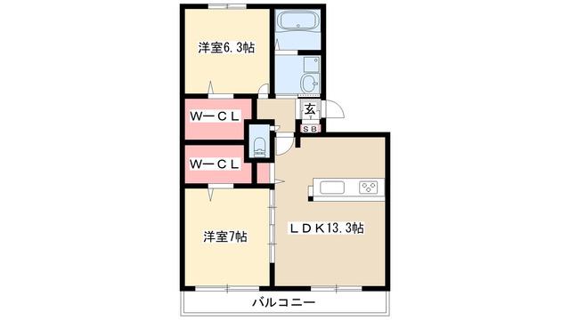ラピス本郷(2LDK/1階)の間取り写真