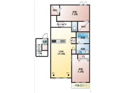 モフモフロイデ(2LDK/2階)の間取り写真