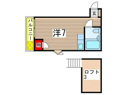 サニーベール亥鼻(ワンルーム/2階)の間取り写真