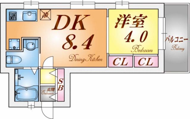 ワコーレヴィータ須磨浦通(ワンルーム/2階)の間取り写真