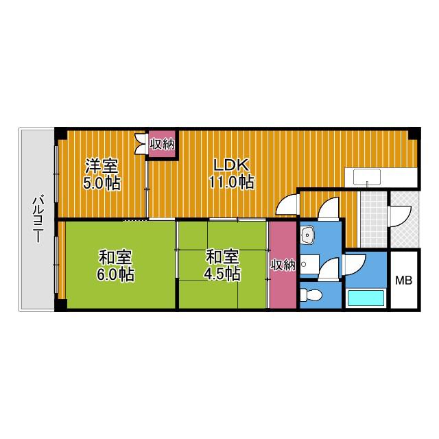 コートSU(3LDK/2階)の間取り写真