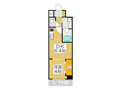 ベラジオ雅び京都円町駅前(1DK/2階)の間取り写真