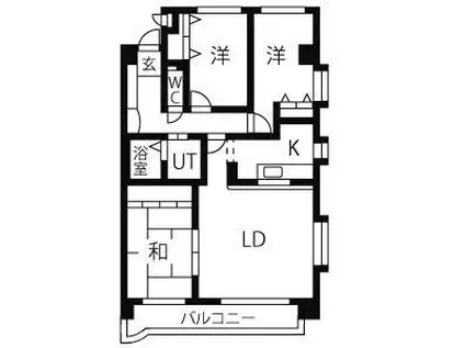 第2ヒルハイツ浅井(3LDK/1階)の間取り写真