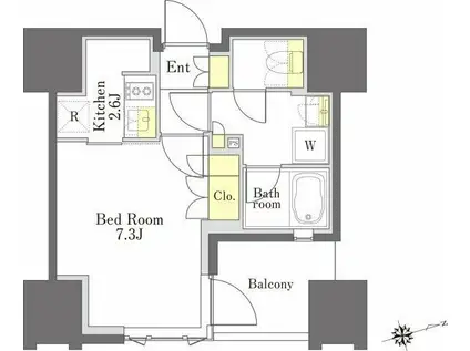 びゅうリエットグラン新宿戸山(1K/9階)の間取り写真