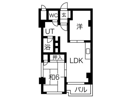 ドミ円山(2LDK/3階)の間取り写真