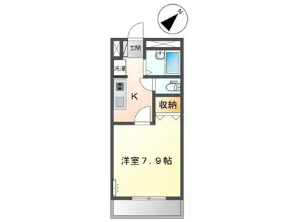 ワンハイム(1K/1階)の間取り写真