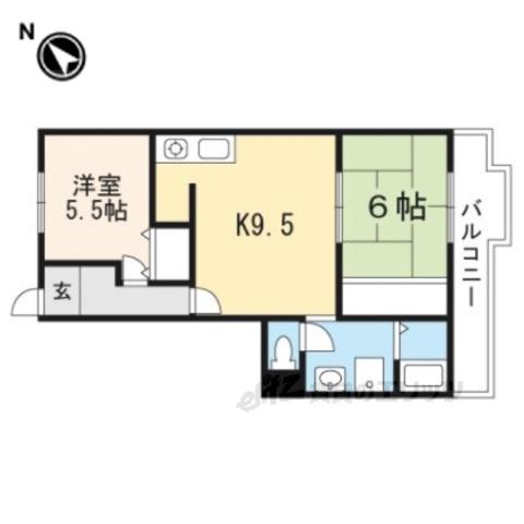クレセールイマムラ(2DK/1階)の間取り写真