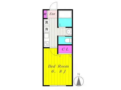 小田急線 生田駅(神奈川) 徒歩13分 2階建 築20年(1K/2階)の間取り写真