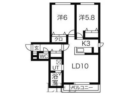 ル・ファール南郷アネックス(2LDK/3階)の間取り写真