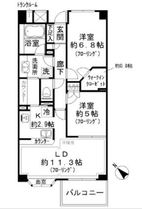 パークハウス三軒茶屋(2LDK/3階)の間取り写真