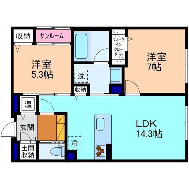 ポルターナI(2LDK/1階)の間取り写真