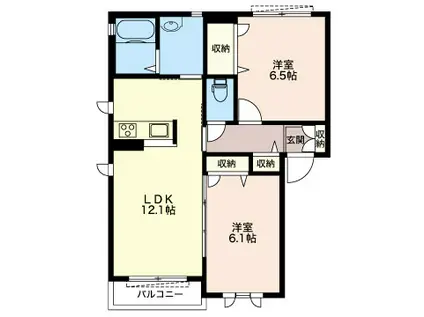 シャーメゾンガーデンズウエスト(2LDK/1階)の間取り写真