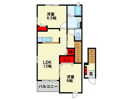 ライフサニー浅川III(2LDK/2階)の間取り写真