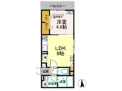 D-ROOM寺町(1LDK/2階)の間取り写真