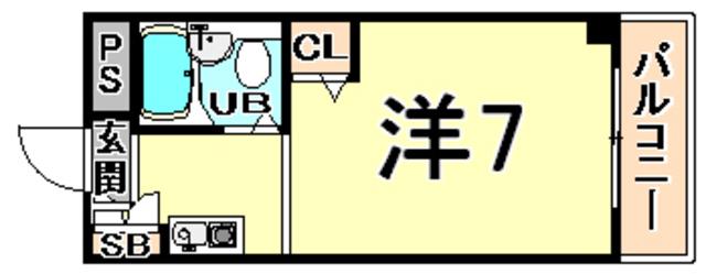 フラット鳴尾(ワンルーム/4階)の間取り写真