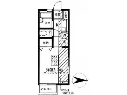 東京メトロ副都心線 雑司が谷駅(東京メトロ) 徒歩2分 2階建 築23年(1K/1階)の間取り写真