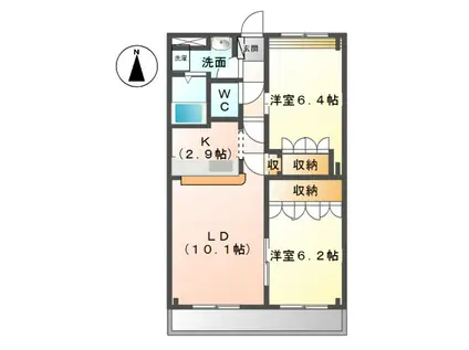 ミラーアイランドGI(2LDK/2階)の間取り写真